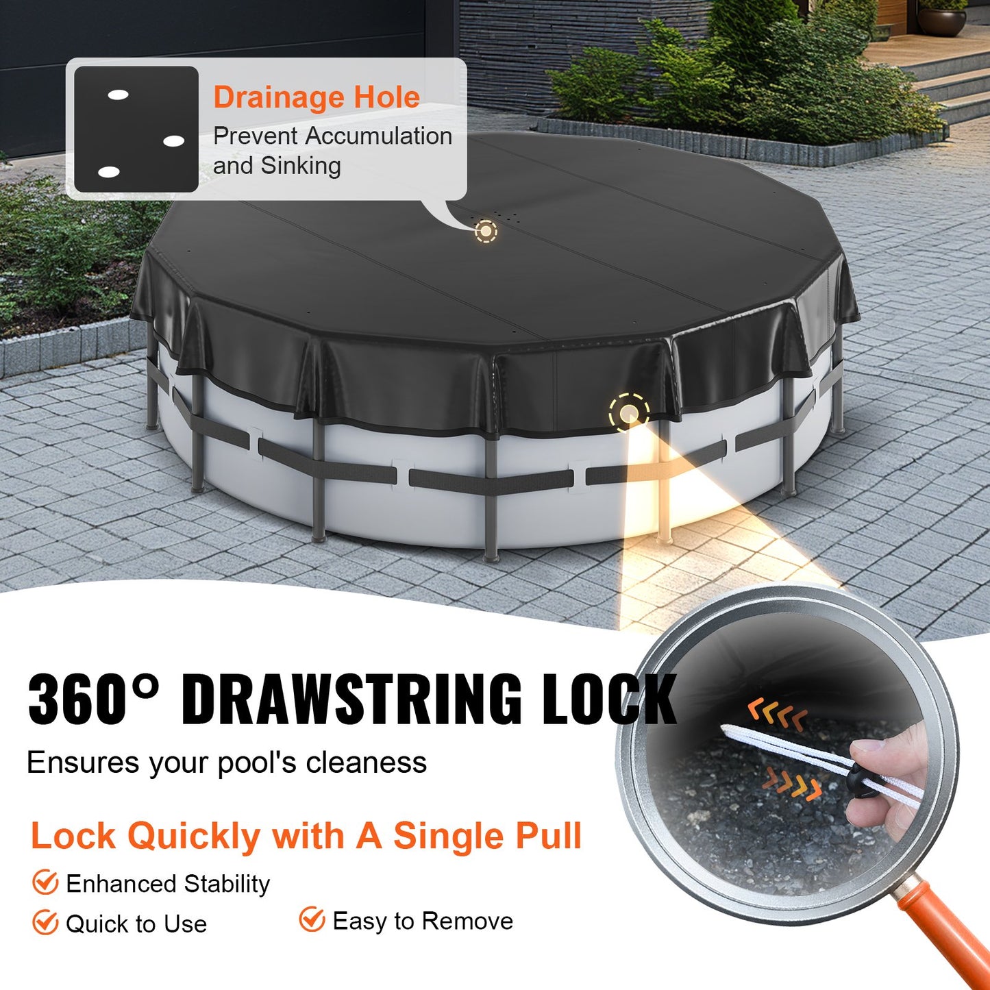 VEVOR 5.49m Round Pool Cover, Solar Covers for Above Ground Pools, Safety Pool Cover