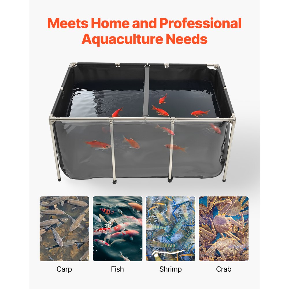 VEVOR Canvas Fish Pond Above Ground Koi Tank 1023.3 L with Clear Viewing Panel