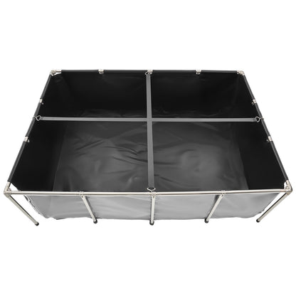Canvas Fish Pond, 1781.3L Above Ground Fish Pond, PVC Koi Tank with Clear Viewing Panel, Rectangular Goldfish Tank with Stainless Steel Frame & Drain Valve, for Breeding Koi, Irrigation(Black)