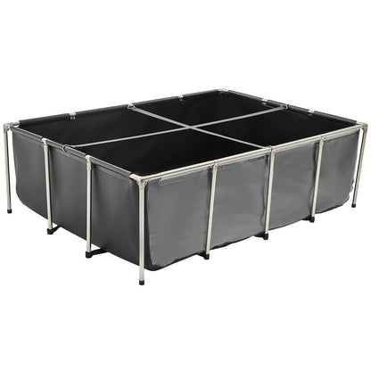Canvas Fish Pond, 1781.3L Above Ground Fish Pond, PVC Koi Tank with Clear Viewing Panel, Rectangular Goldfish Tank with Stainless Steel Frame & Drain Valve, for Breeding Koi, Irrigation(Black)