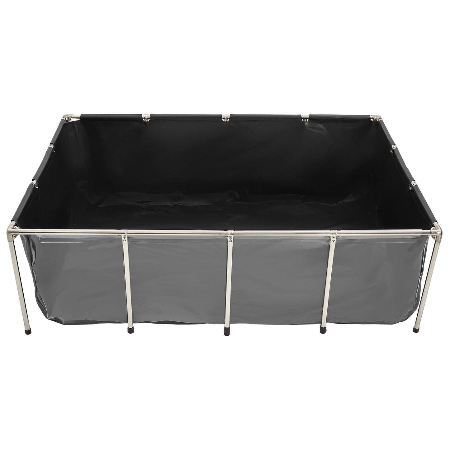 Canvas Fish Pond, 1781.3L Above Ground Fish Pond, PVC Koi Tank with Clear Viewing Panel, Rectangular Goldfish Tank with Stainless Steel Frame & Drain Valve, for Breeding Koi, Irrigation(Black)