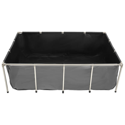 Canvas Fish Pond, 1781.3L Above Ground Fish Pond, PVC Koi Tank with Clear Viewing Panel, Rectangular Goldfish Tank with Stainless Steel Frame & Drain Valve, for Breeding Koi, Irrigation(Black)