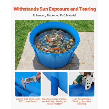 Canvas Fish Pond Above Ground Fish Tank 1700 L Round Koi Pond (Blue)