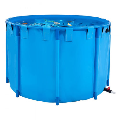 Canvas Fish Pond Above Ground Fish Tank 1700 L Round Koi Pond (Blue)