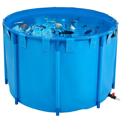 Canvas Fish Pond Above Ground Fish Tank 1700 L Round Koi Pond (Blue)