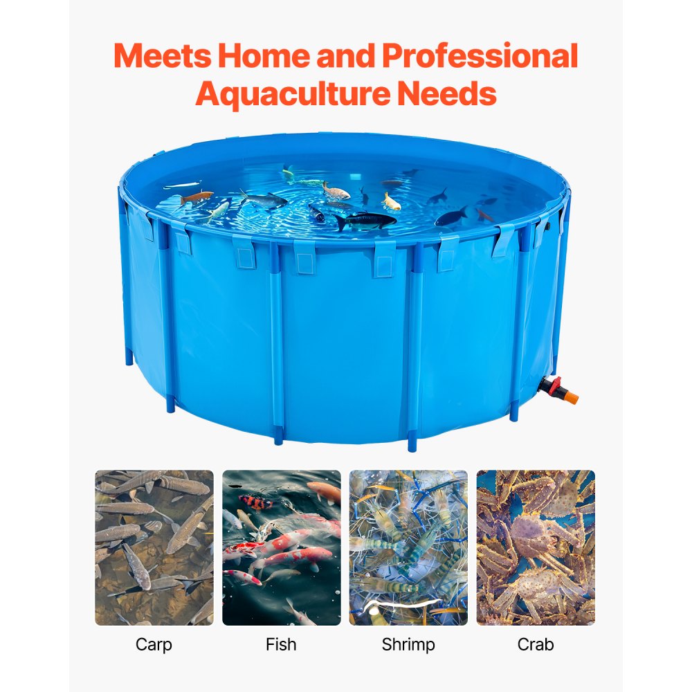 Canvas Fish Pond Above Ground Fish Tank 5000 L Round Koi Pond (Blue)