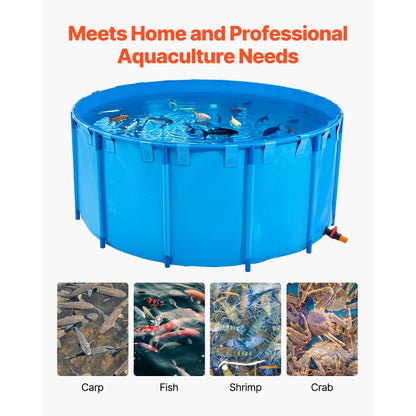 Canvas Fish Pond Above Ground Fish Tank 5000 L Round Koi Pond (Blue)