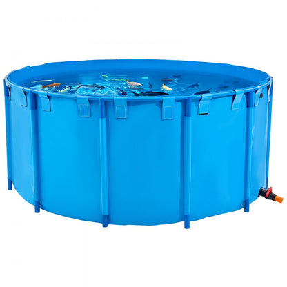 Canvas Fish Pond Above Ground Fish Tank 5000 L Round Koi Pond (Blue)