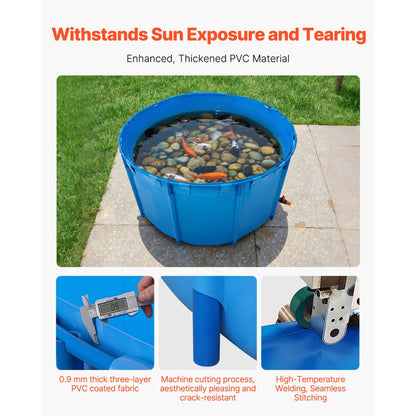VEVOR Canvas Fish Pond Above Ground Fish Tank 3100.22 L Round Koi Pond (Blue)