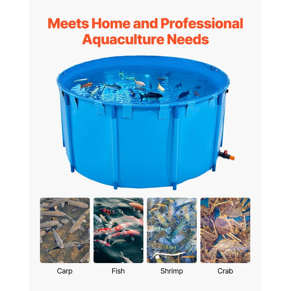 VEVOR Canvas Fish Pond Above Ground Fish Tank 3100.22 L Round Koi Pond (Blue)