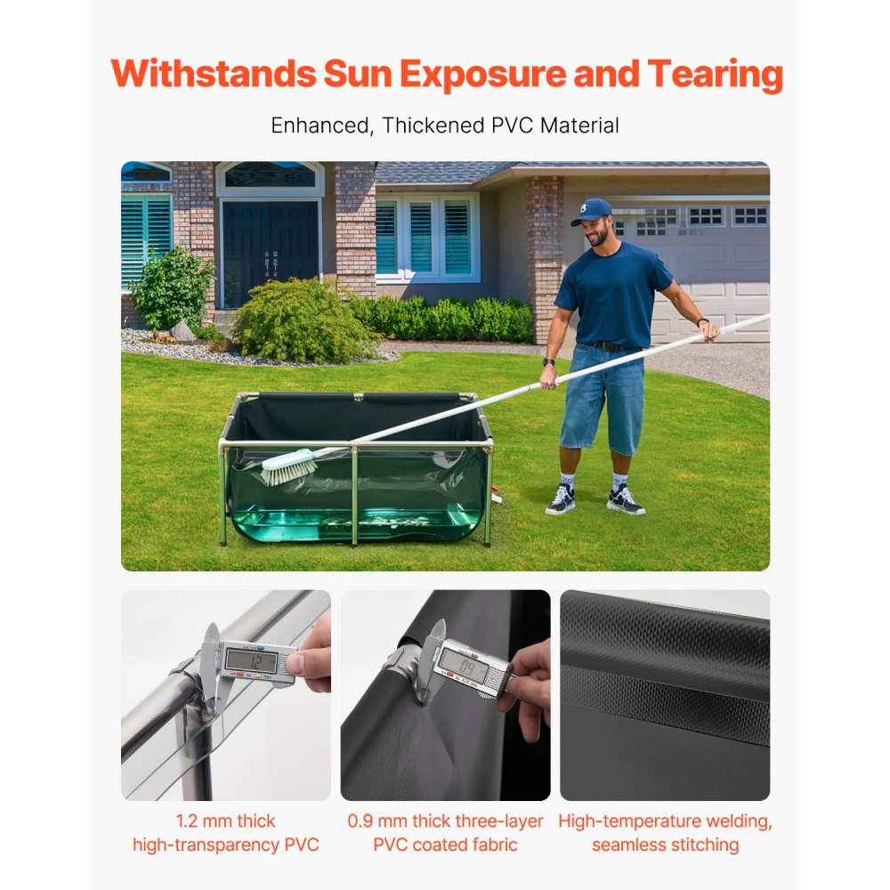 Canvas Fish Pond Above Ground Koi Tank 480 L with Clear Viewing Panel