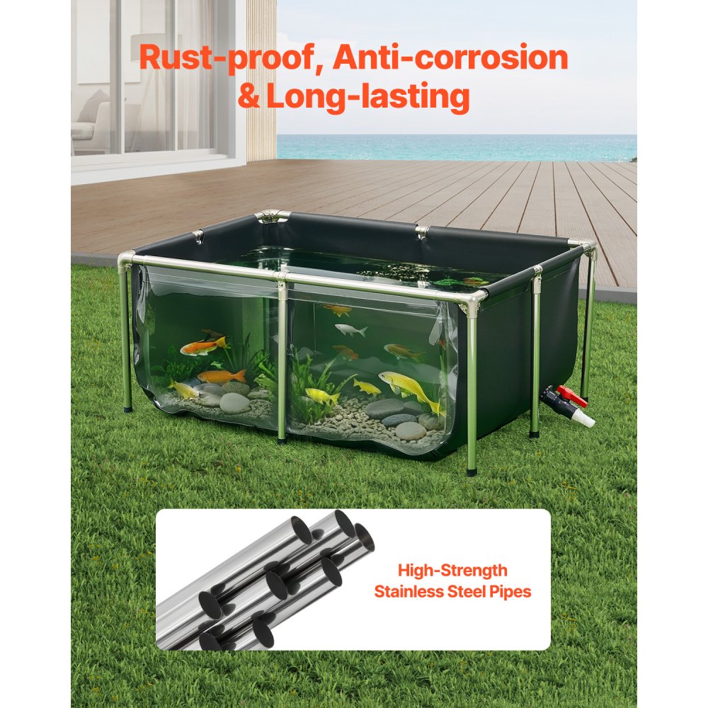 Canvas Fish Pond Above Ground Koi Tank 480 L with Clear Viewing Panel
