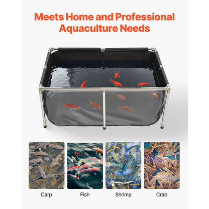 Canvas Fish Pond Above Ground Koi Tank 480 L with Clear Viewing Panel