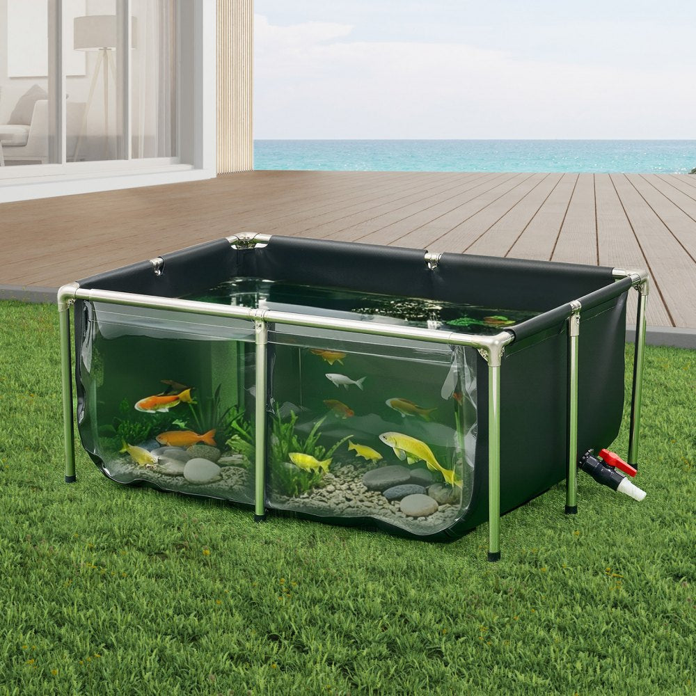 Canvas Fish Pond Above Ground Koi Tank 480 L with Clear Viewing Panel