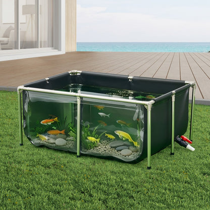 Canvas Fish Pond Above Ground Koi Tank 480 L with Clear Viewing Panel