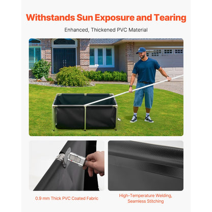 Canvas Fish Pond Above Ground Koi Tank 480 L Rectangular Pond (Black)