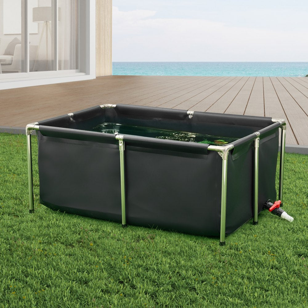 Canvas Fish Pond Above Ground Koi Tank 480 L Rectangular Pond (Black)