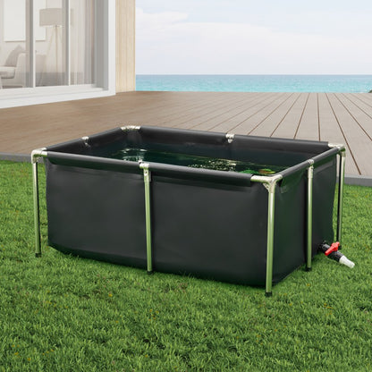 Canvas Fish Pond Above Ground Koi Tank 480 L Rectangular Pond (Black)