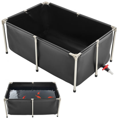Canvas Fish Pond Above Ground Koi Tank 480 L Rectangular Pond (Black)