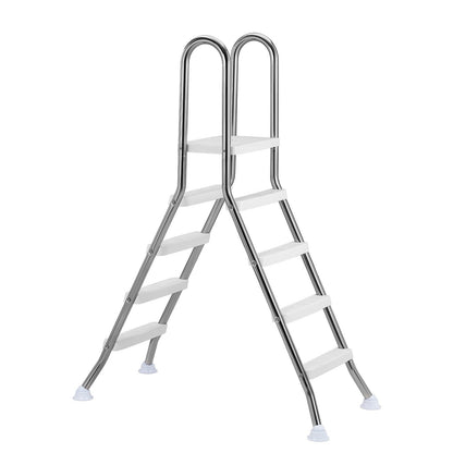 Above Ground Pool Ladder, Stainless Steel A-Frame Swimming Pool Stairs for 125 cm High Wall, 150 kg Capacity Heavy Duty Entry/Exit Steps with Secure Non-Slip 4 Steps and Platform, Silver