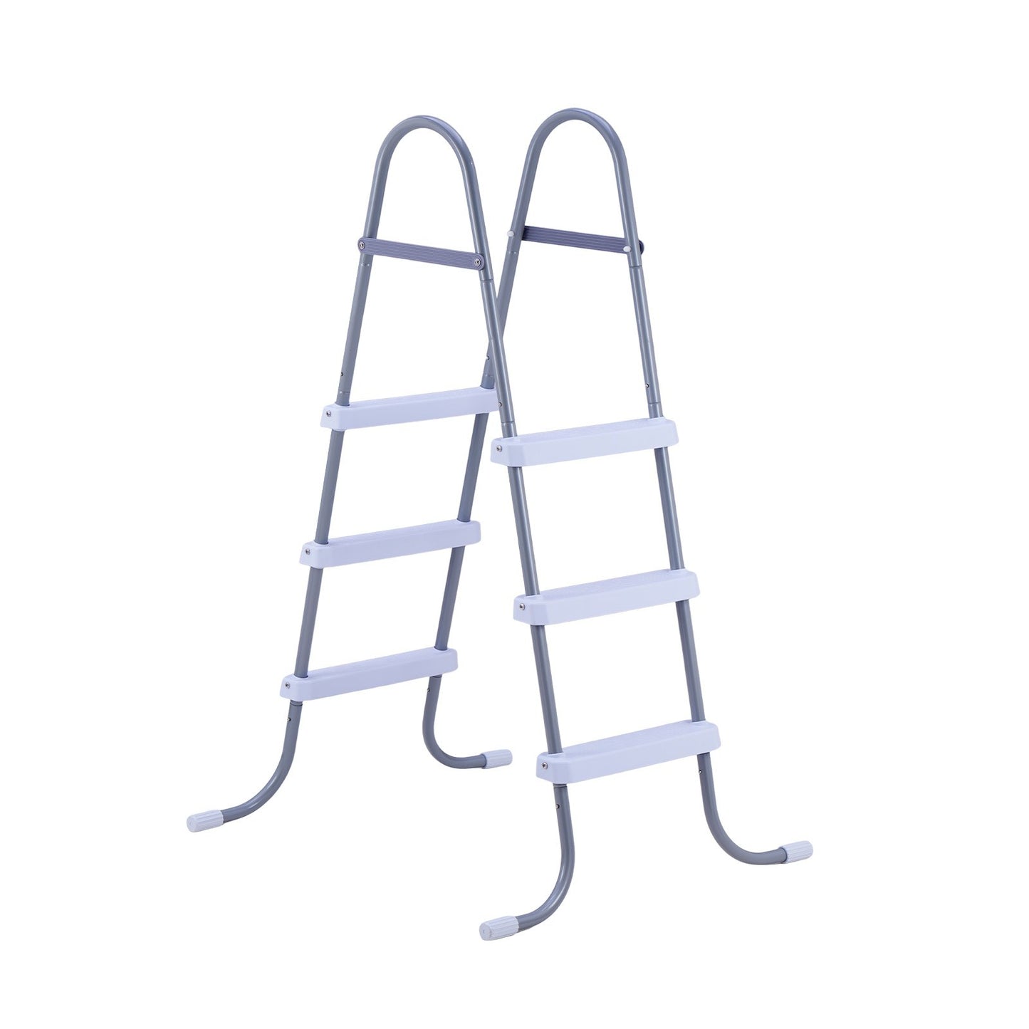 Above Ground Pool Ladder, 3-Step Steel A-Frame Swimming Pool Stairs for 106.7 cm High Wall, 136 kg Capacity Entry/Exit Steps with Secure Non-Slip Sturdy Wide Step, Easy Setup, Gray & White
