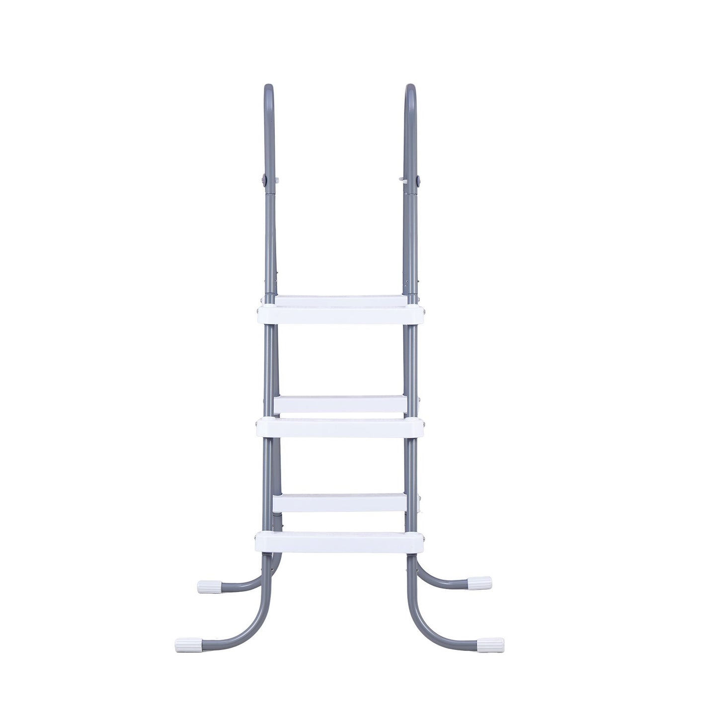 Above Ground Pool Ladder, 3-Step Steel A-Frame Swimming Pool Stairs for 106.7 cm High Wall, 136 kg Capacity Entry/Exit Steps with Secure Non-Slip Sturdy Wide Step, Easy Setup, Gray & White