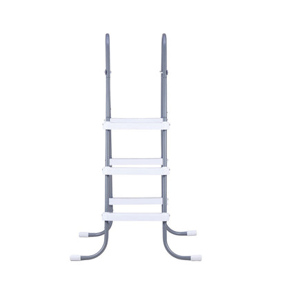 Above Ground Pool Ladder, 3-Step Steel A-Frame Swimming Pool Stairs for 106.7 cm High Wall, 136 kg Capacity Entry/Exit Steps with Secure Non-Slip Sturdy Wide Step, Easy Setup, Gray & White