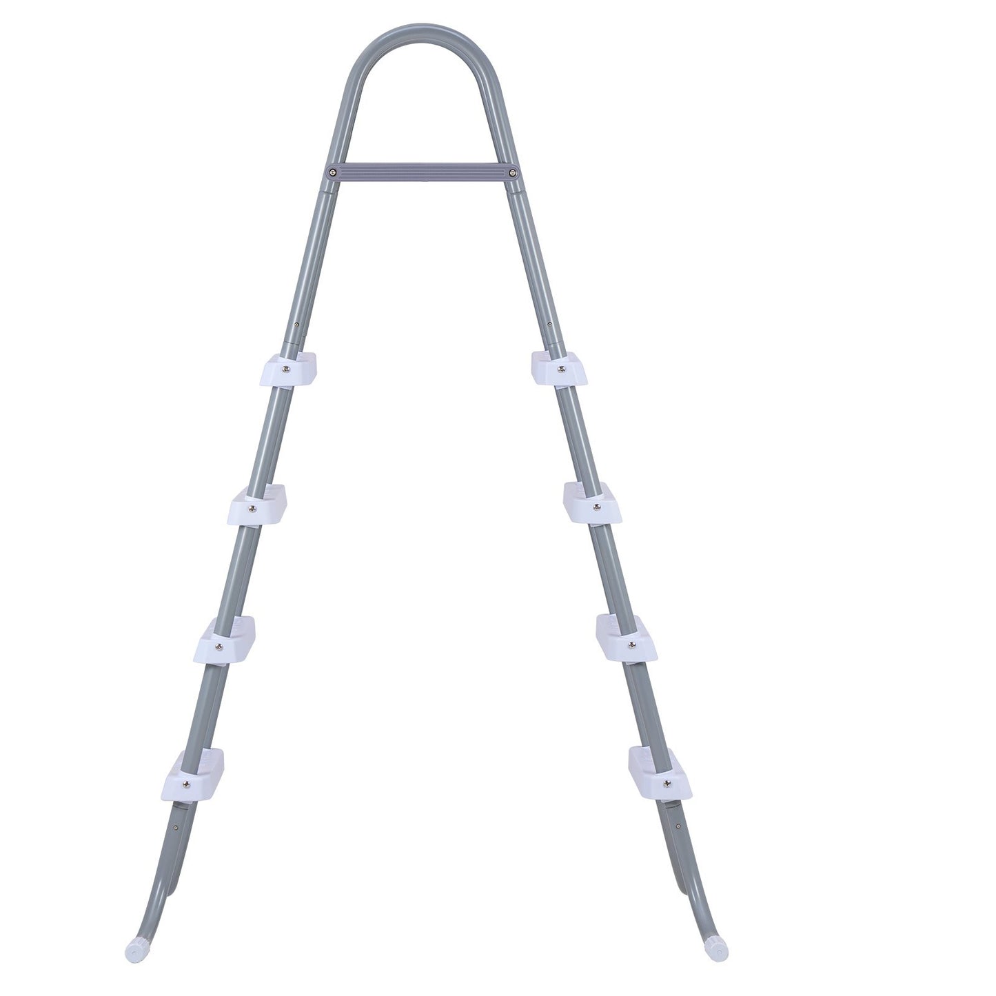 Above Ground Pool Ladder, 4-Step Steel A-Frame Swimming Pool Stairs for 121.9 cm High Wall, 136 kg Capacity Entry/Exit Steps with Secure Non-Slip Sturdy Wide Step, Easy Setup, Gray & White