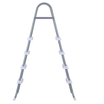 Above Ground Pool Ladder, 4-Step Steel A-Frame Swimming Pool Stairs for 121.9 cm High Wall, 136 kg Capacity Entry/Exit Steps with Secure Non-Slip Sturdy Wide Step, Easy Setup, Gray & White