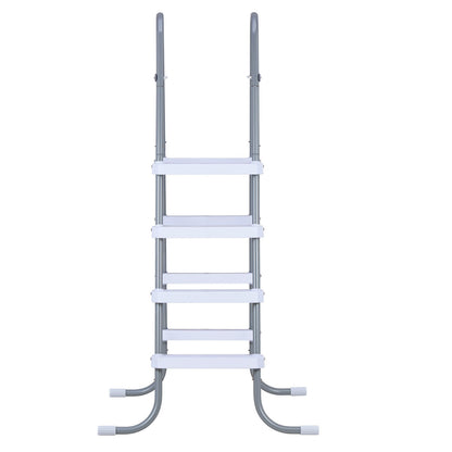 Above Ground Pool Ladder, 4-Step Steel A-Frame Swimming Pool Stairs for 121.9 cm High Wall, 136 kg Capacity Entry/Exit Steps with Secure Non-Slip Sturdy Wide Step, Easy Setup, Gray & White