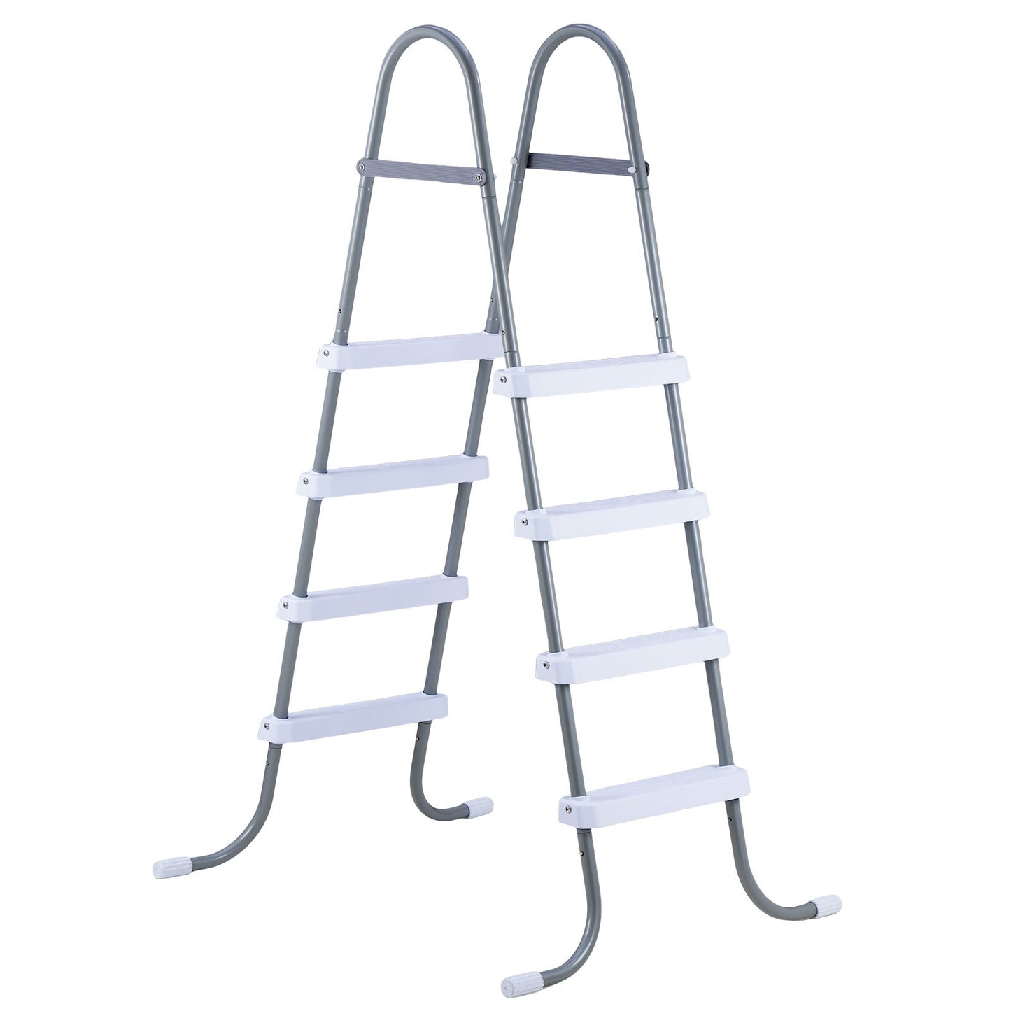 Above Ground Pool Ladder, 4-Step Steel A-Frame Swimming Pool Stairs for 121.9 cm High Wall, 136 kg Capacity Entry/Exit Steps with Secure Non-Slip Sturdy Wide Step, Easy Setup, Gray & White