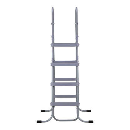 Above Ground Pool Ladder, 4-Step Steel A-Frame Swimming Pool Stairs for 132.1 cm High Wall, 136 kg Capacity Entry/Exit Steps with Secure Non-Slip Sturdy Wide Step, Easy Setup Outdoor, Gray