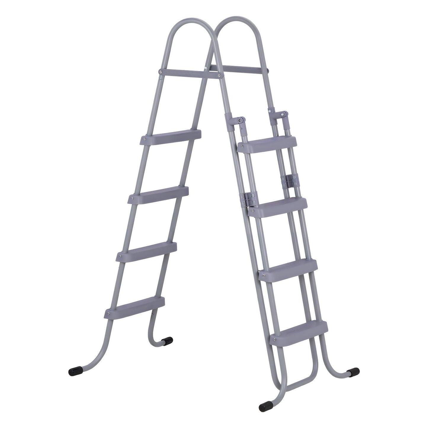 Above Ground Pool Ladder, 4-Step Steel A-Frame Swimming Pool Stairs for 132.1 cm High Wall, 136 kg Capacity Entry/Exit Steps with Secure Non-Slip Sturdy Wide Step, Easy Setup Outdoor, Gray