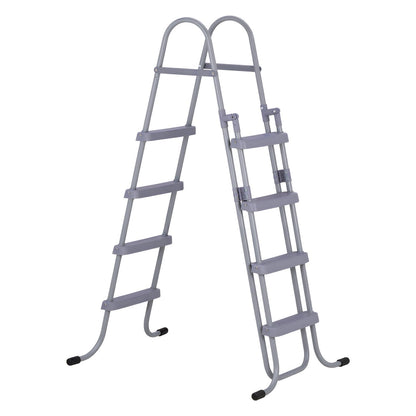 Above Ground Pool Ladder, 4-Step Steel A-Frame Swimming Pool Stairs for 132.1 cm High Wall, 136 kg Capacity Entry/Exit Steps with Secure Non-Slip Sturdy Wide Step, Easy Setup Outdoor, Gray