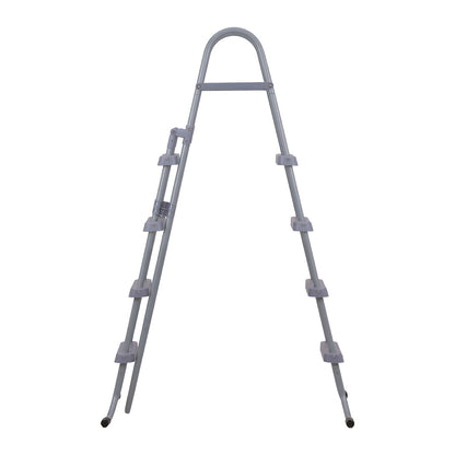 Above Ground Pool Ladder, 4-Step Steel A-Frame Swimming Pool Stairs for 132.1 cm High Wall, 136 kg Capacity Entry/Exit Steps with Secure Non-Slip Sturdy Wide Step, Easy Setup Outdoor, Gray