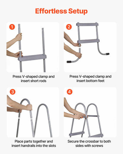 Above Ground Pool Ladder, 2-Step Steel A-Frame Swimming Pool Stairs for 83.8 cm High Wall, 136 kg Capacity Entry/Exit Steps with Secure Non-Slip Sturdy Wide Step, Easy Setup Outdoor, Gray