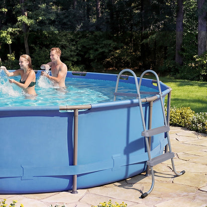 Above Ground Pool Ladder, 2-Step Steel A-Frame Swimming Pool Stairs for 83.8 cm High Wall, 136 kg Capacity Entry/Exit Steps with Secure Non-Slip Sturdy Wide Step, Easy Setup Outdoor, Gray