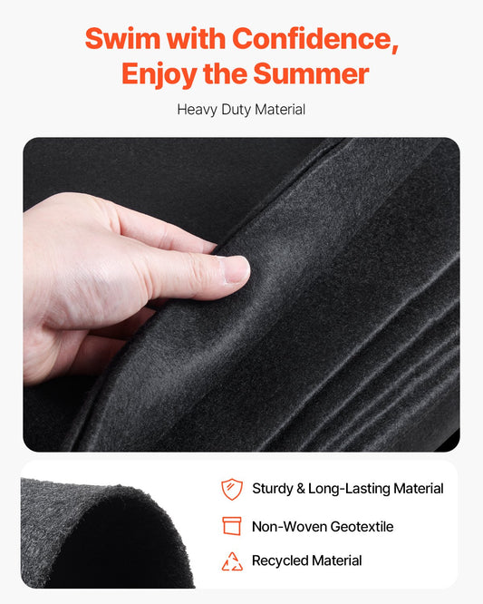 24ft Round Pool Liner Pad, Pool Liner Pad for Above Ground Swimming Pools, Extra-Thick Pool Mat, Prevents Punctures, Recycled Geotextile Material Underlayment Pad, Extend Liner Life