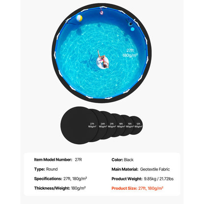 27ft Round Pool Liner Pad for Above Ground Pools Heavy Duty Pool Mat