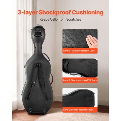 VEVOR Portable Composite Carbon Fiber 4/4 Full Size Violin Case Carrying Bag
