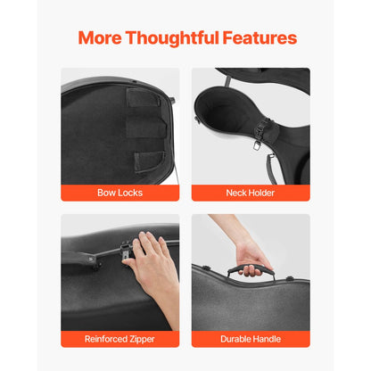 VEVOR Portable Composite Carbon Fiber 4/4 Full Size Violin Case Carrying Bag