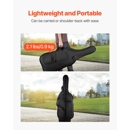 4/4 Full Size Cello Case, Nylon Waterproof, Lightweight Portable Travel Carrying Bag, with Reinforced Handle, Dual Shoul