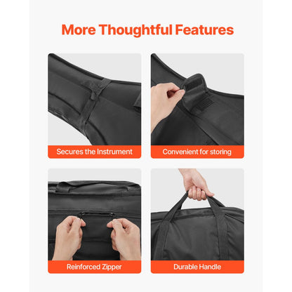 4/4 Full Size Cello Case, Nylon Waterproof, Lightweight Portable Travel Carrying Bag, with Reinforced Handle, Dual Shoul