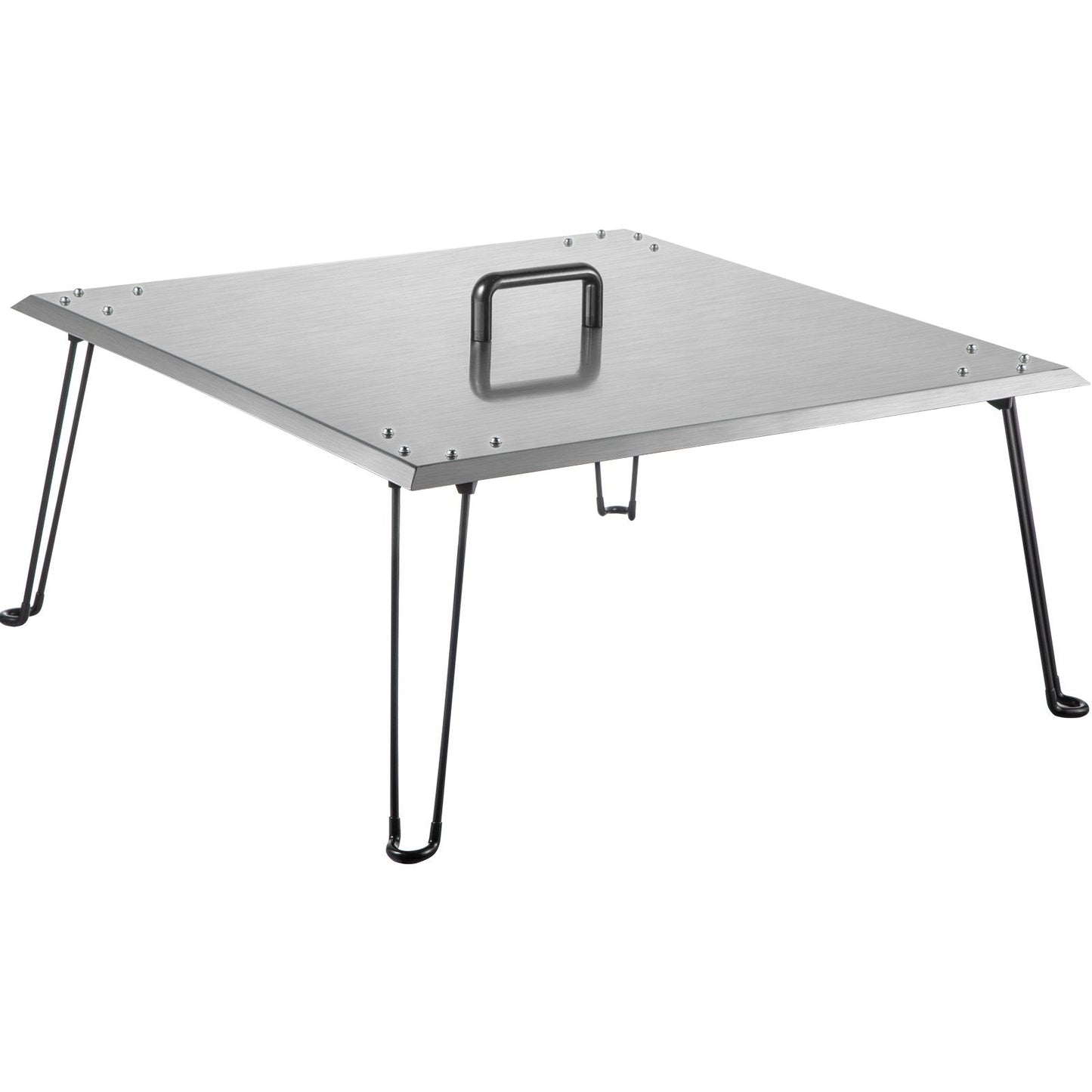 Stainless Steel Fire Pit Heat Shield with Foldable Legs, 61x61x33 cm, 6 kg
