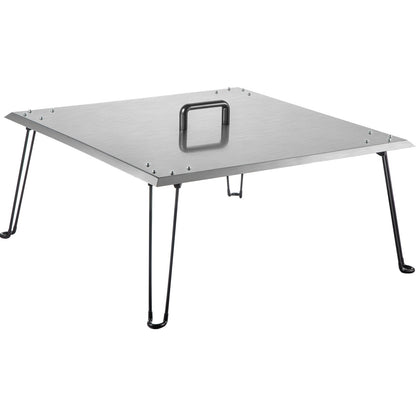 Stainless Steel Fire Pit Heat Shield with Foldable Legs, 61x61x33 cm, 6 kg