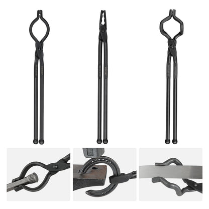 VEVOR Blacksmith Tongs, 3 PCS, V-Bit Bolt Tongs, Wolf Jaw Tongs and Z V-Bit Tongs,
