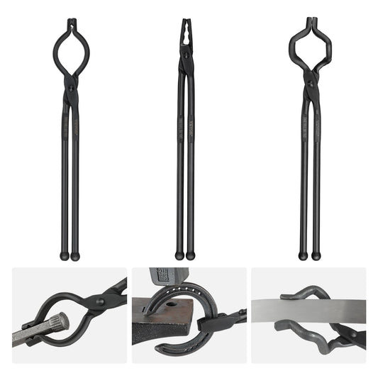 VEVOR Blacksmith Tongs, 3 PCS, V-Bit Bolt Tongs, Wolf Jaw Tongs and Z V-Bit Tongs,
