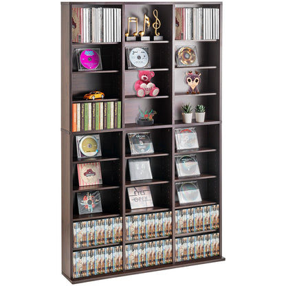 Espresso Media Storage Cabinet, 9 Adjustable Layers, Holds 756 CDs, 22 kg