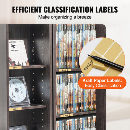 Espresso Media Storage Cabinet with Adjustable Shelves, Holds 576 CDs, 22.5 kg