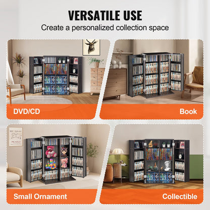 Espresso Media Storage Cabinet with Adjustable Shelves, Holds 576 CDs, 22.5 kg